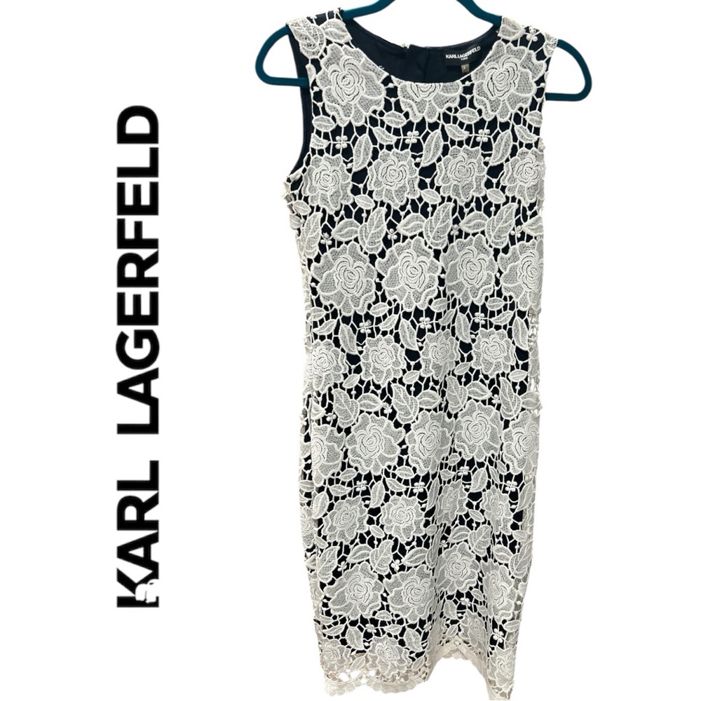 Karl Lagerfeld Women’s Sleeveless Floral Crocheted‎ Dress - Size 6